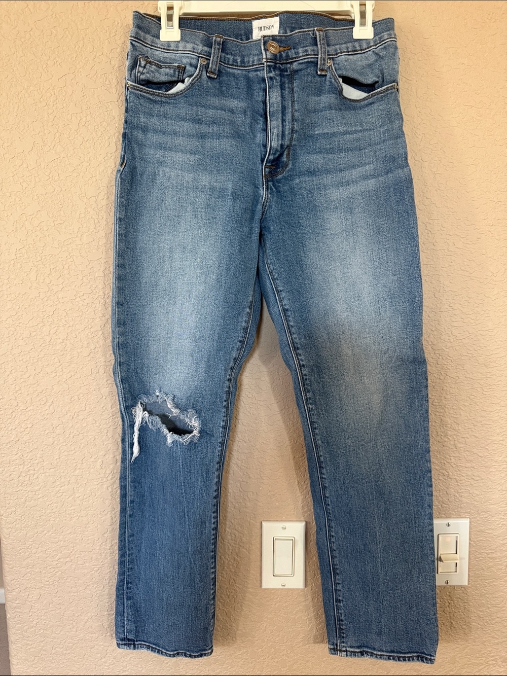 Hudson Jeans Women's Blue Cropped Distressed Ankle Jeans